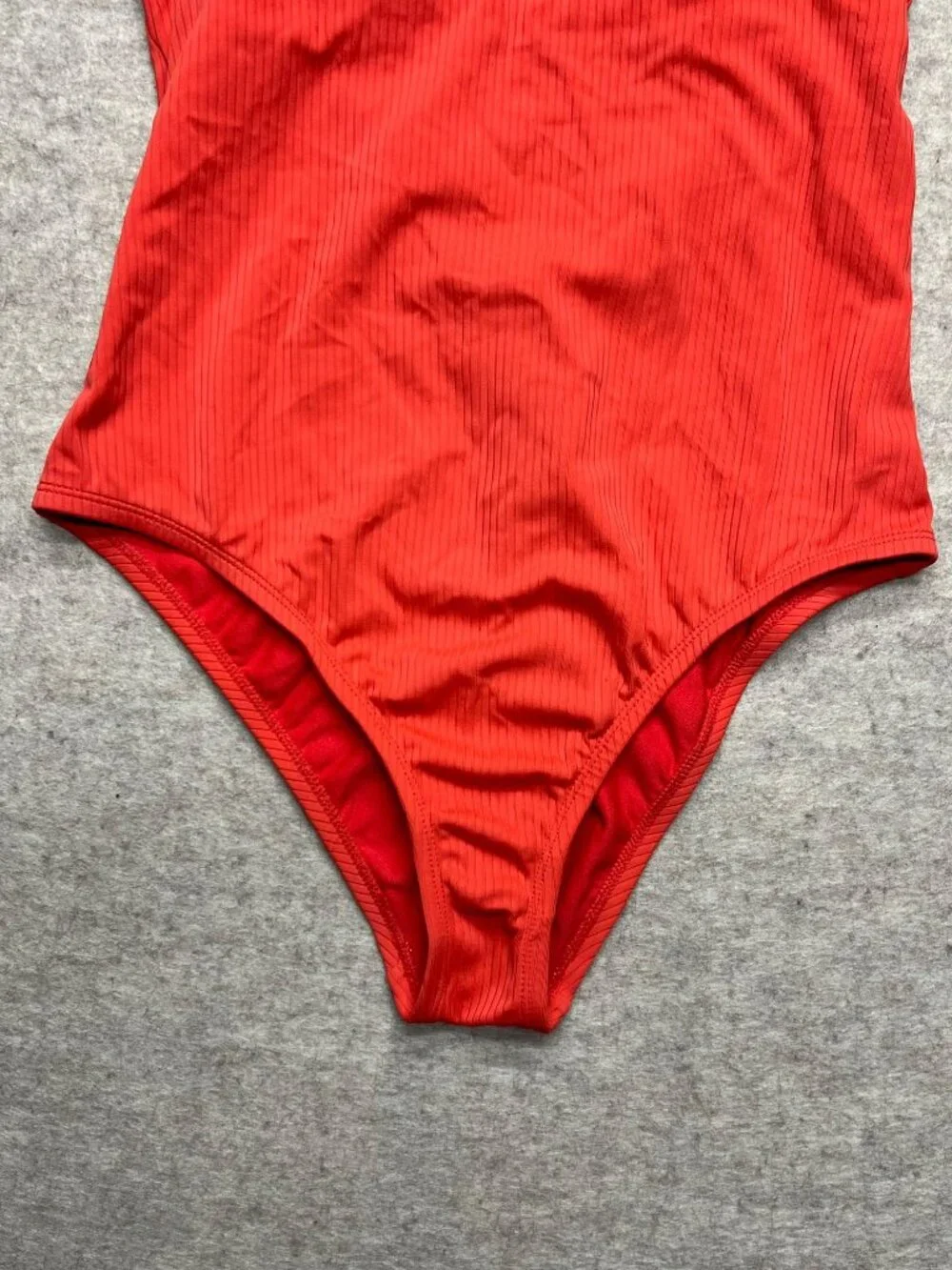 Kona Sol Red Ribbed One-Piece Swimsuit With Crisscross Back Straps Small - Picture 3 of 7